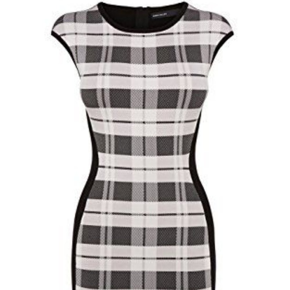 Karen Millen Checks Black White Dress bodycon Pencil Sz 4 New $299